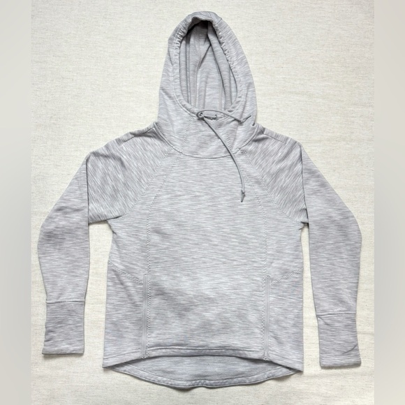 Athleta Women’s Space dye Light Gray Hoodie Long Sleeve Small Athleisure Yoga - Picture 2 of 6